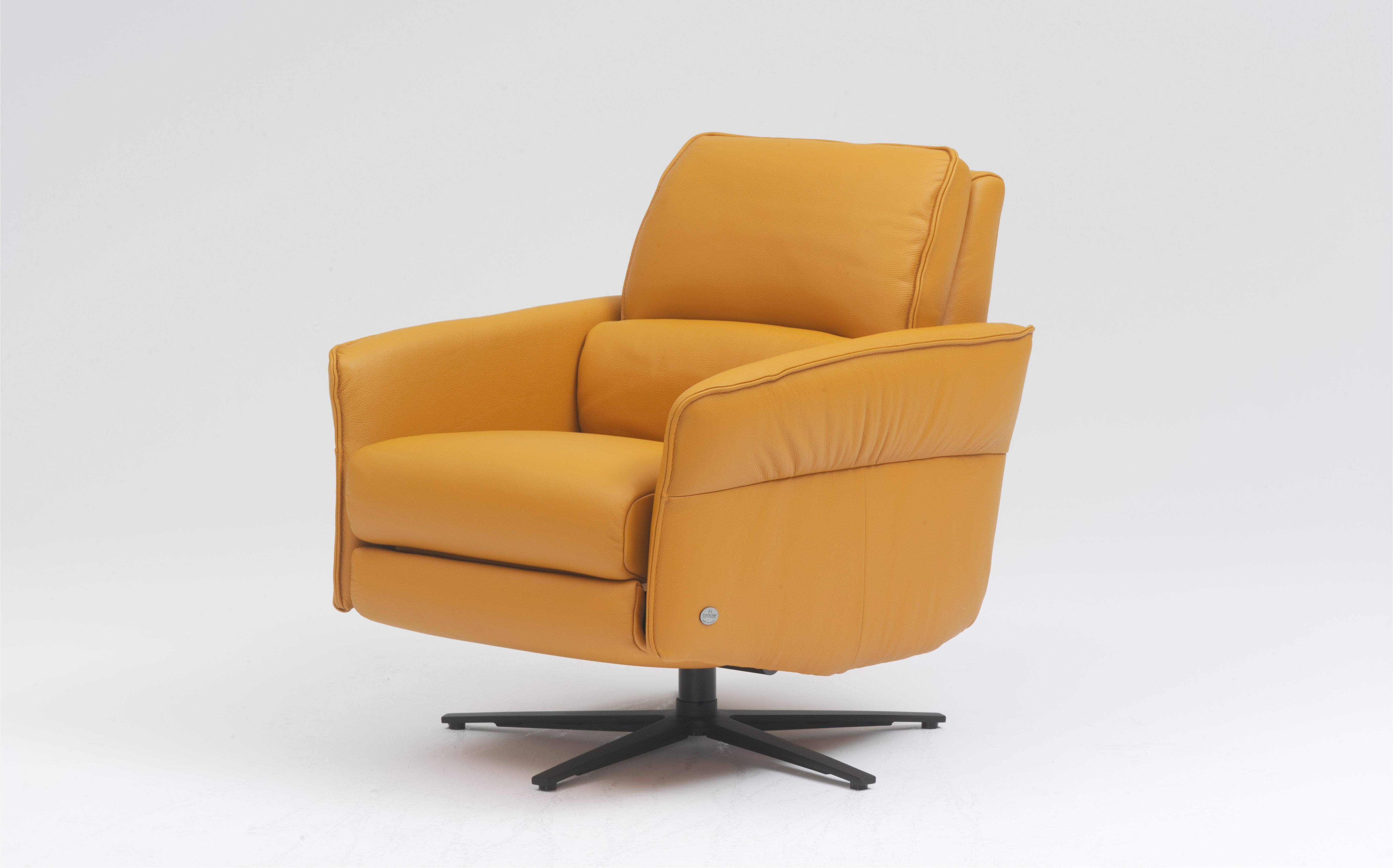 Aura Recliner in Safron Leather & Stainless Base