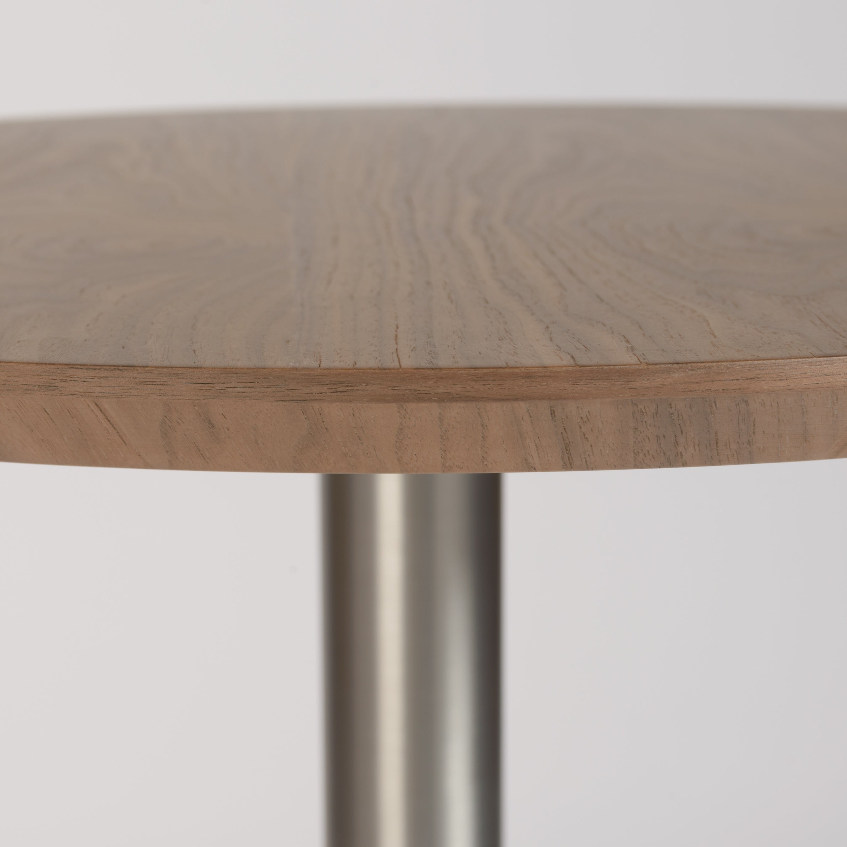 Cookie Bar Table in Walnut with a Brushed Steel Base