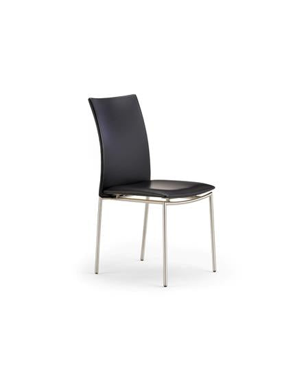 Dining Chair 58-2 Black Leather and chrome