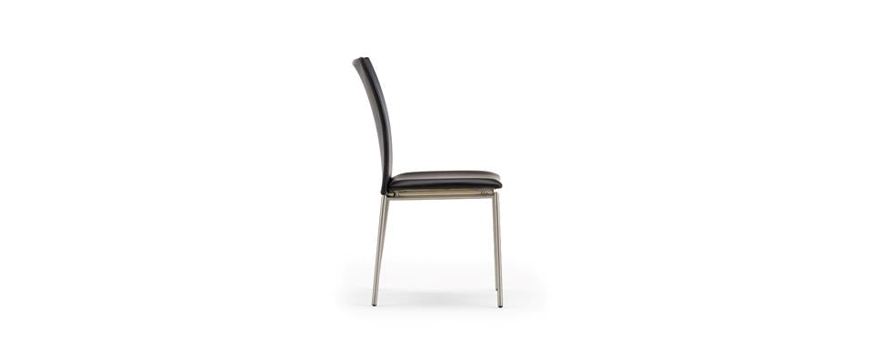Dining Chair 58-2 Black Leather and chrome