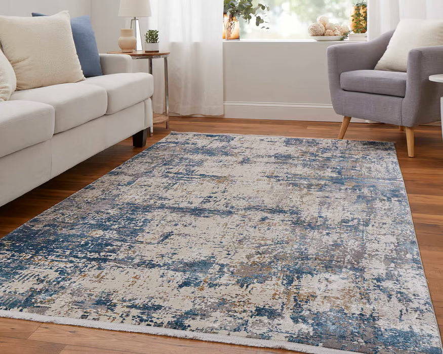 Cadiz 7'9" x 11' Area Rug in Blue & Ivory