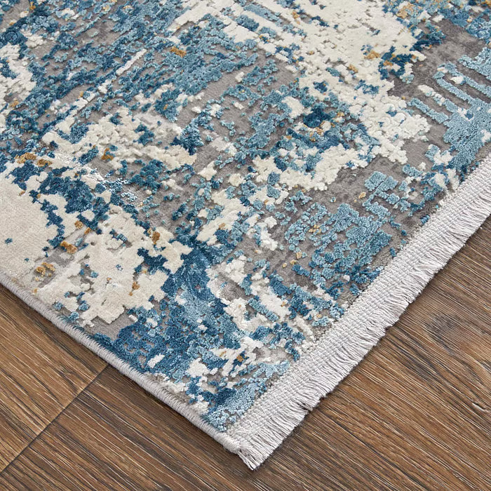 Cadiz 7'9" x 11' Area Rug in Blue & Ivory