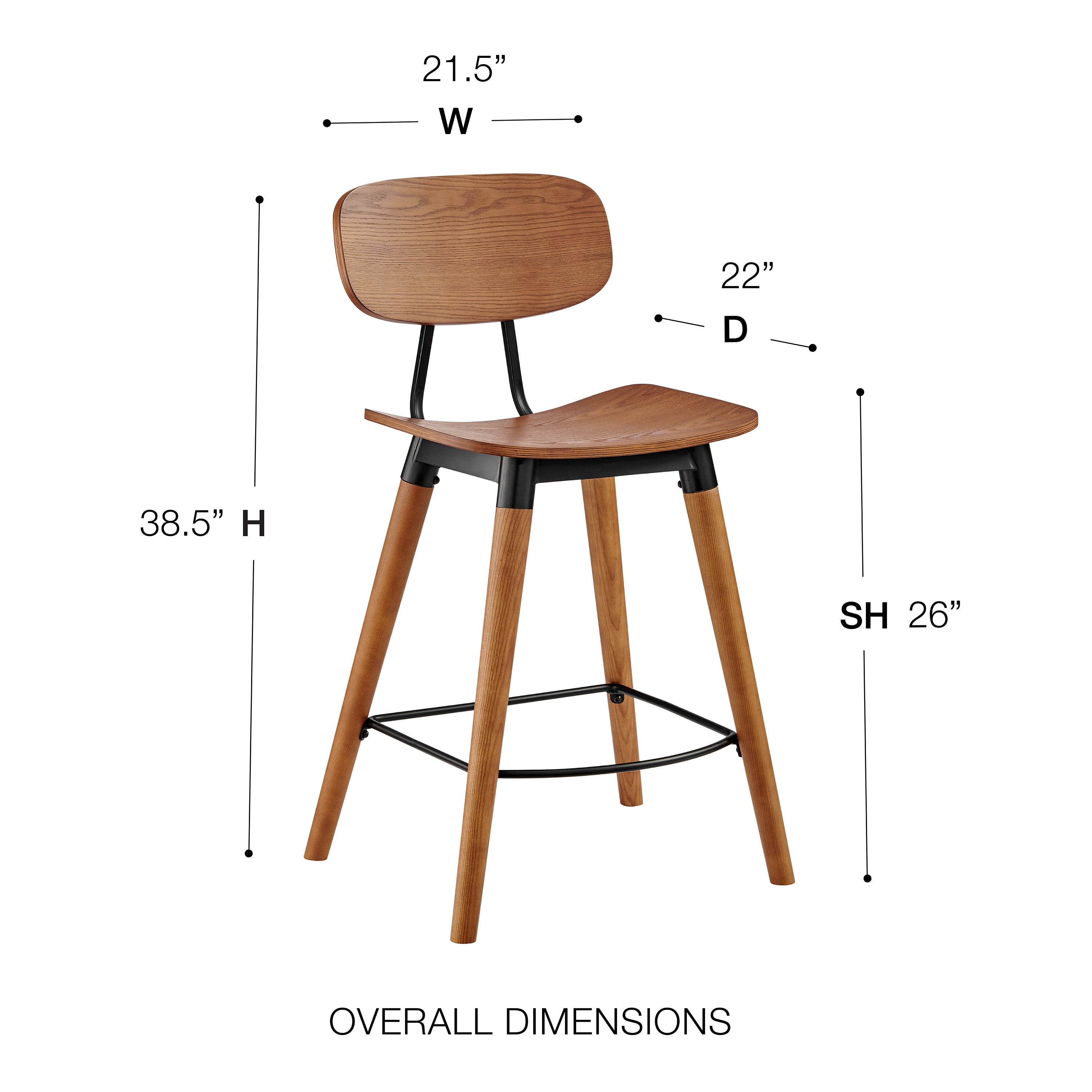 Vega Stool in Walnut Colored Wood