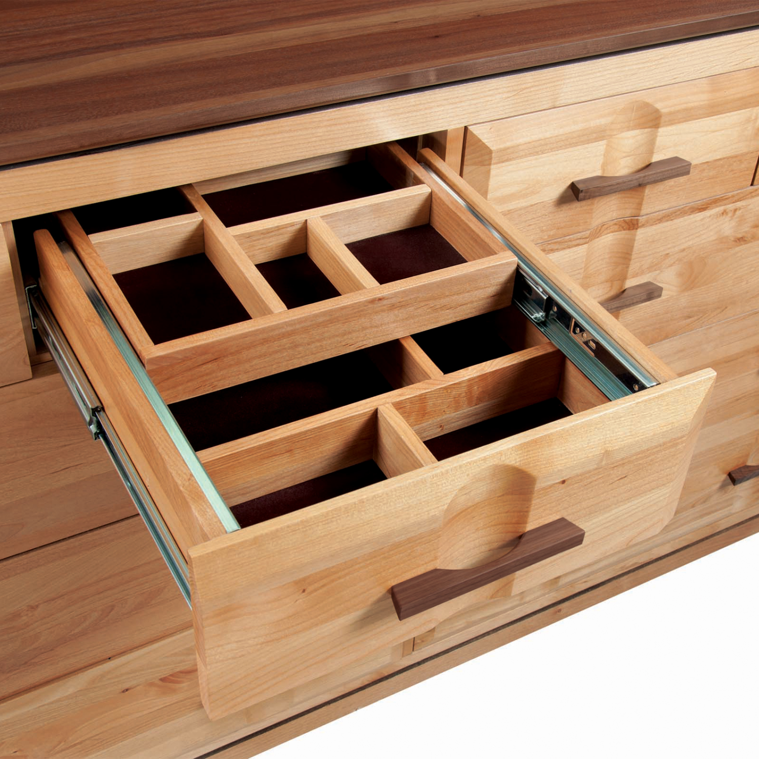 Addison 10-Drawer Dresser 70in Close Up of Top Shelf Organizer
