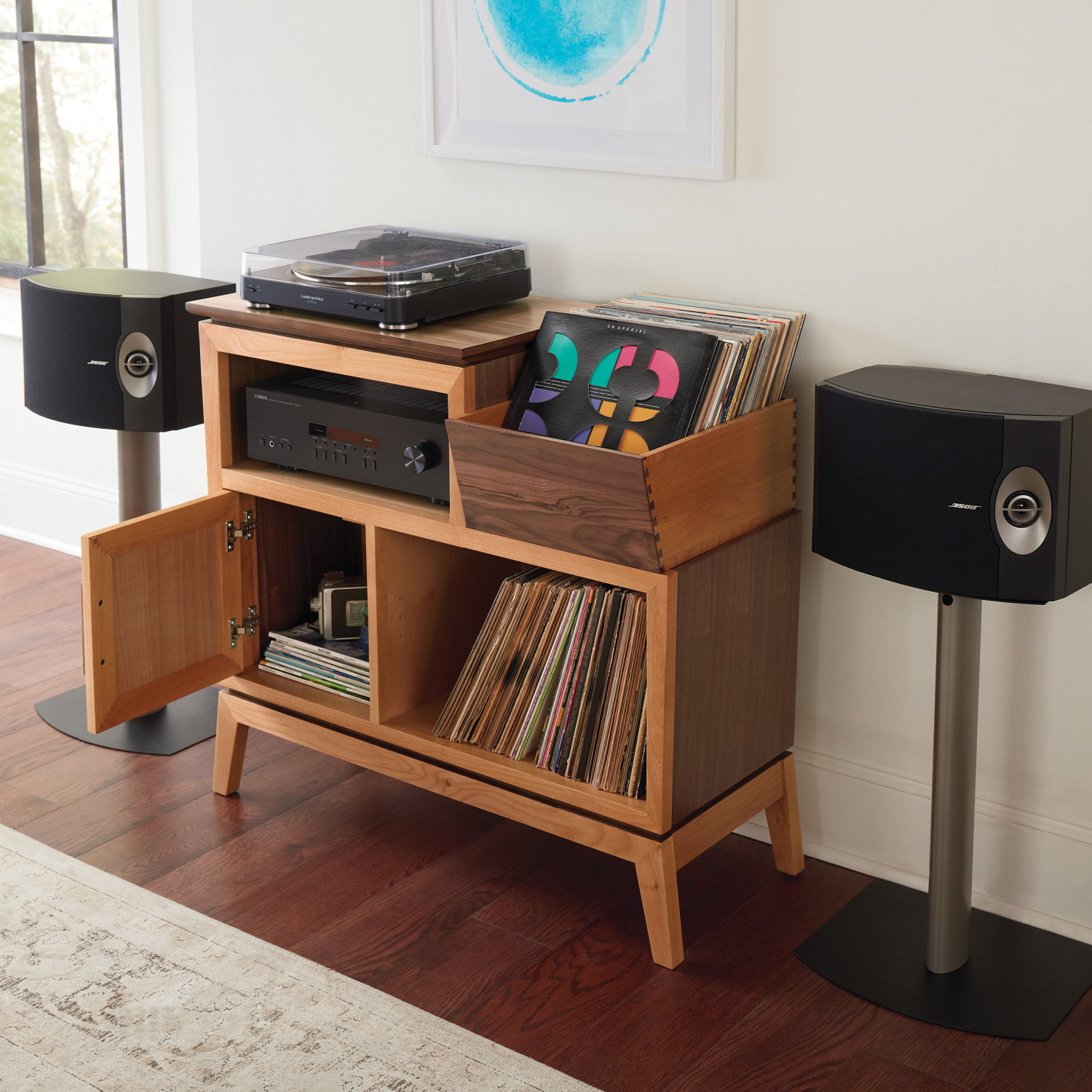 Addison Vinyl Record Station Lifestyle Image