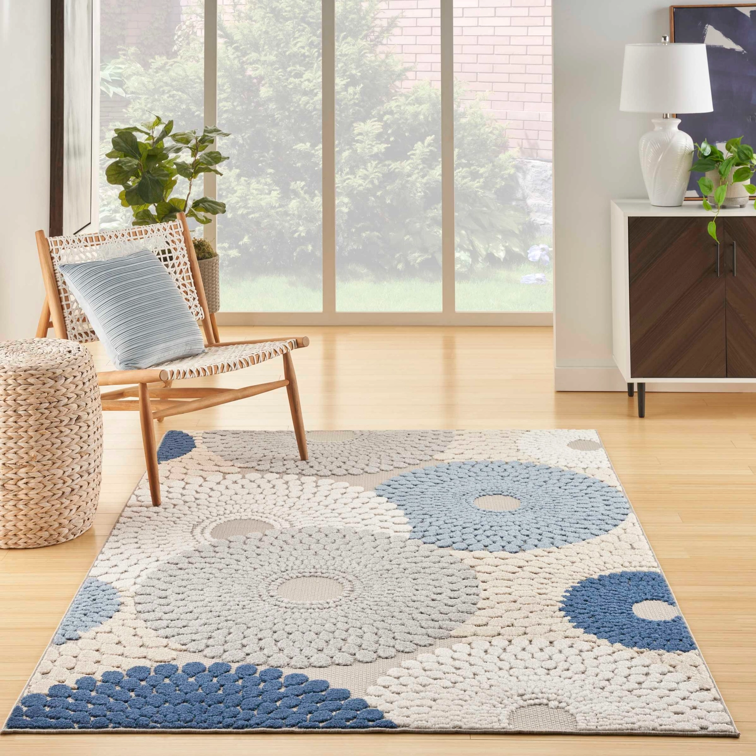 Aloha Rug Blue Grey 5 x 7 Lifestyle Image Indoors