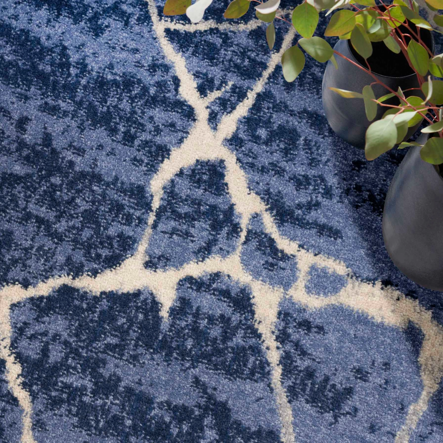 Calvin Klein Rug Blue 8 x 10 Close Up of Pattern Details and Colors