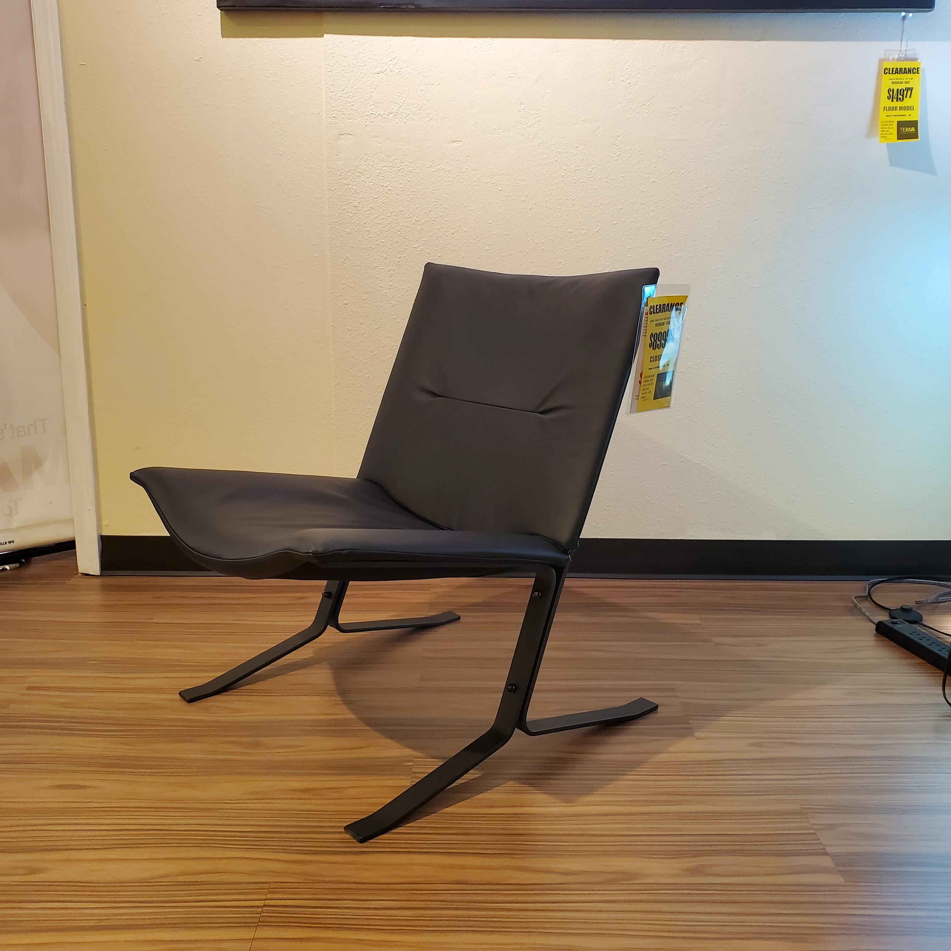 Eagle Chair Black Front Angled View in Showroom