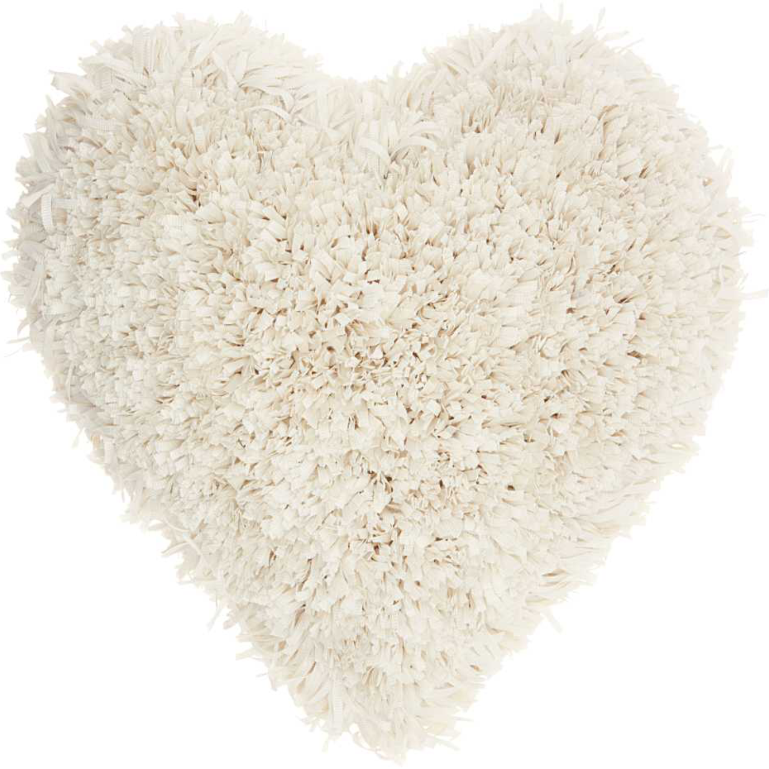 Shag Heart Accent Pillow Cream Front Face Image