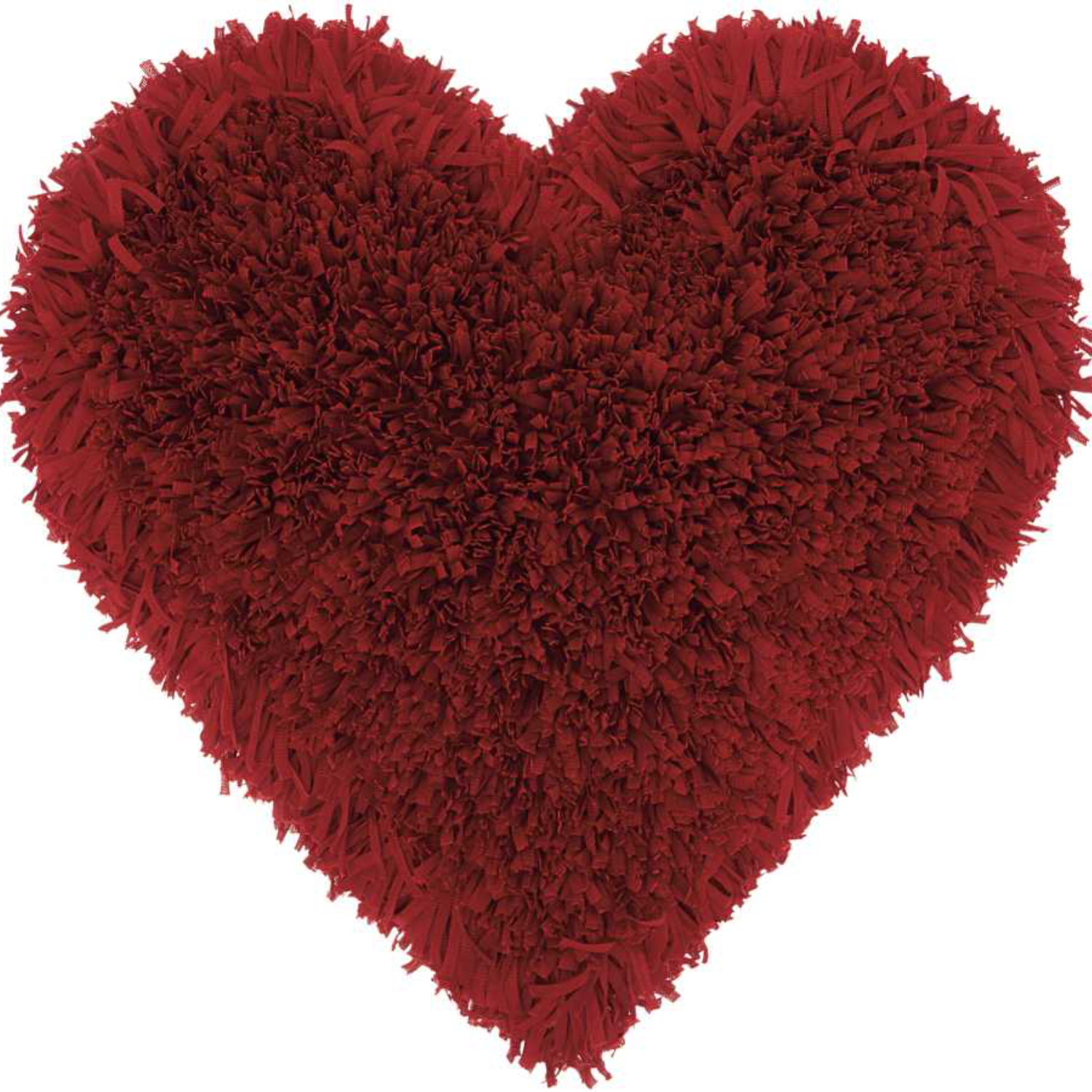 Shag Heart Accent Pillow Red Front Face Fabric Image