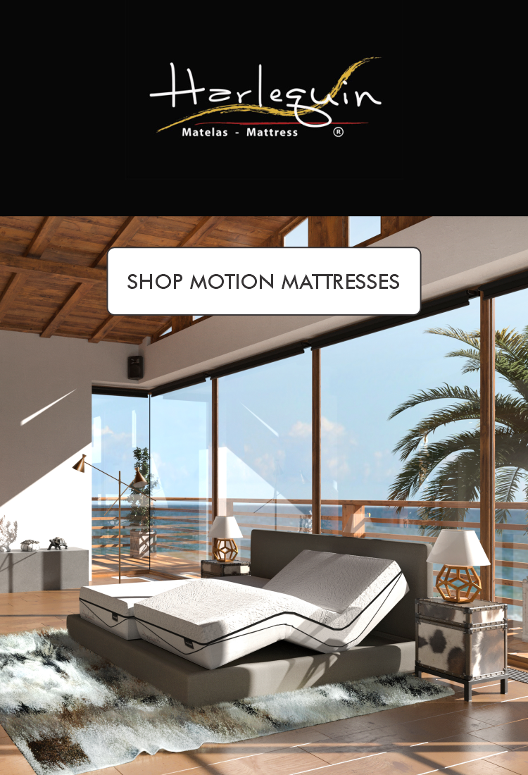 Picture of adjustable mattress from harlequin text "Harlequin, shop motion mattresses"