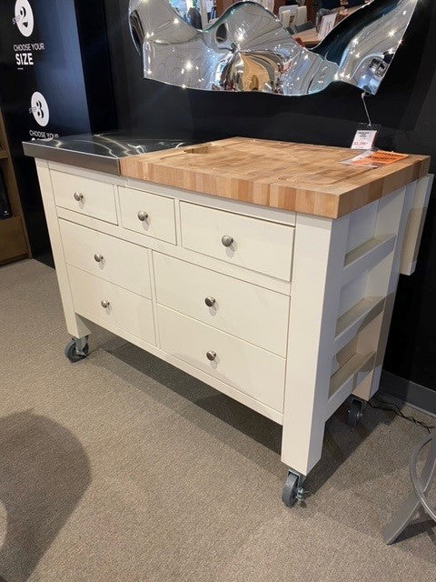 Gourmet multi-function Kitchen Island in Canvas White