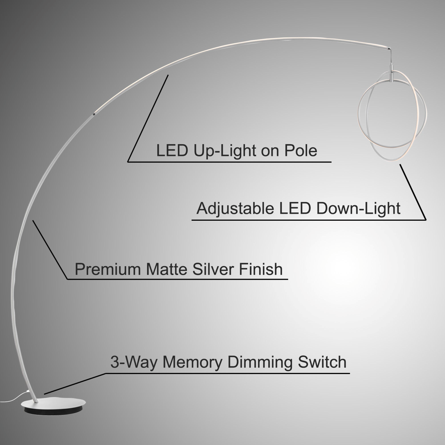 Monita Arc Pendant Floor Lamp Features