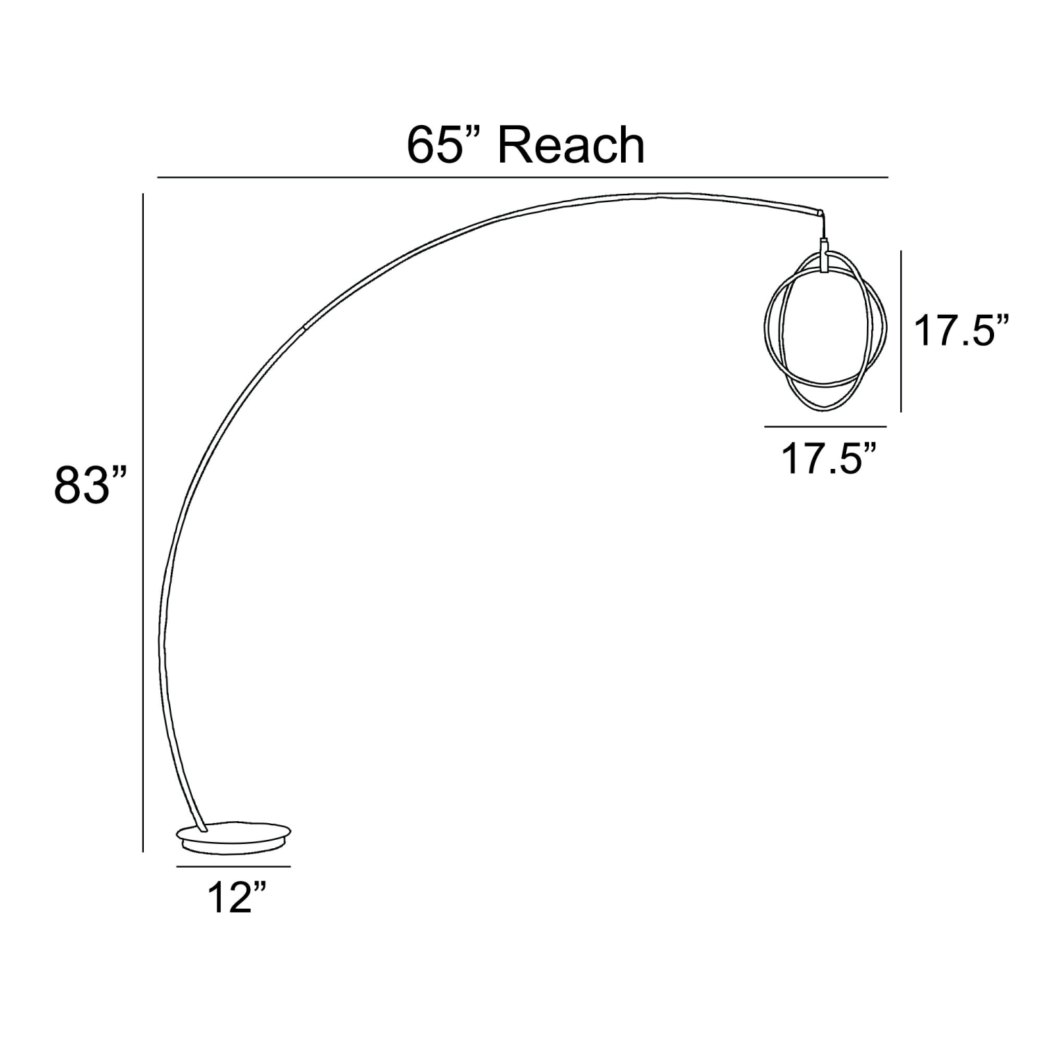 Monita Arc Pendant Floor Lamp Measurements