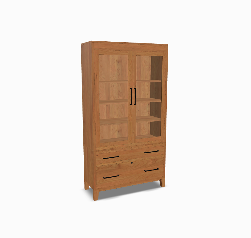 Oxford Bookcase with Lock in Rustic Cherry Wood