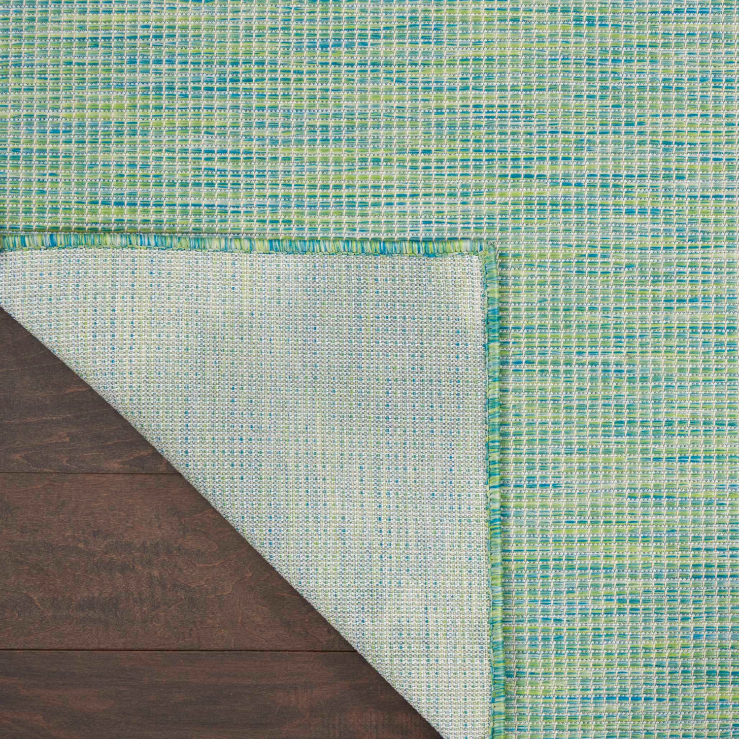 Positano Rug Blue Green 6 x 9 Close Up of Rug Backing 