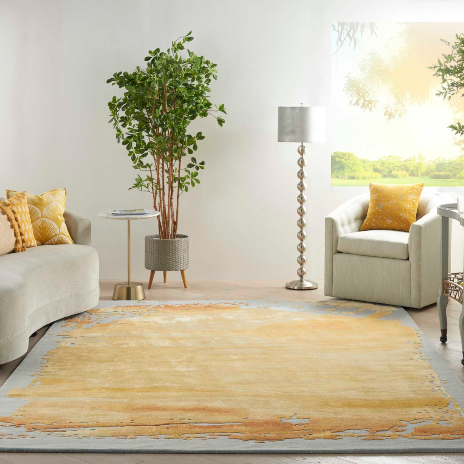 Prism Rug Gold Grey 8 x 10 Lifestyle Image