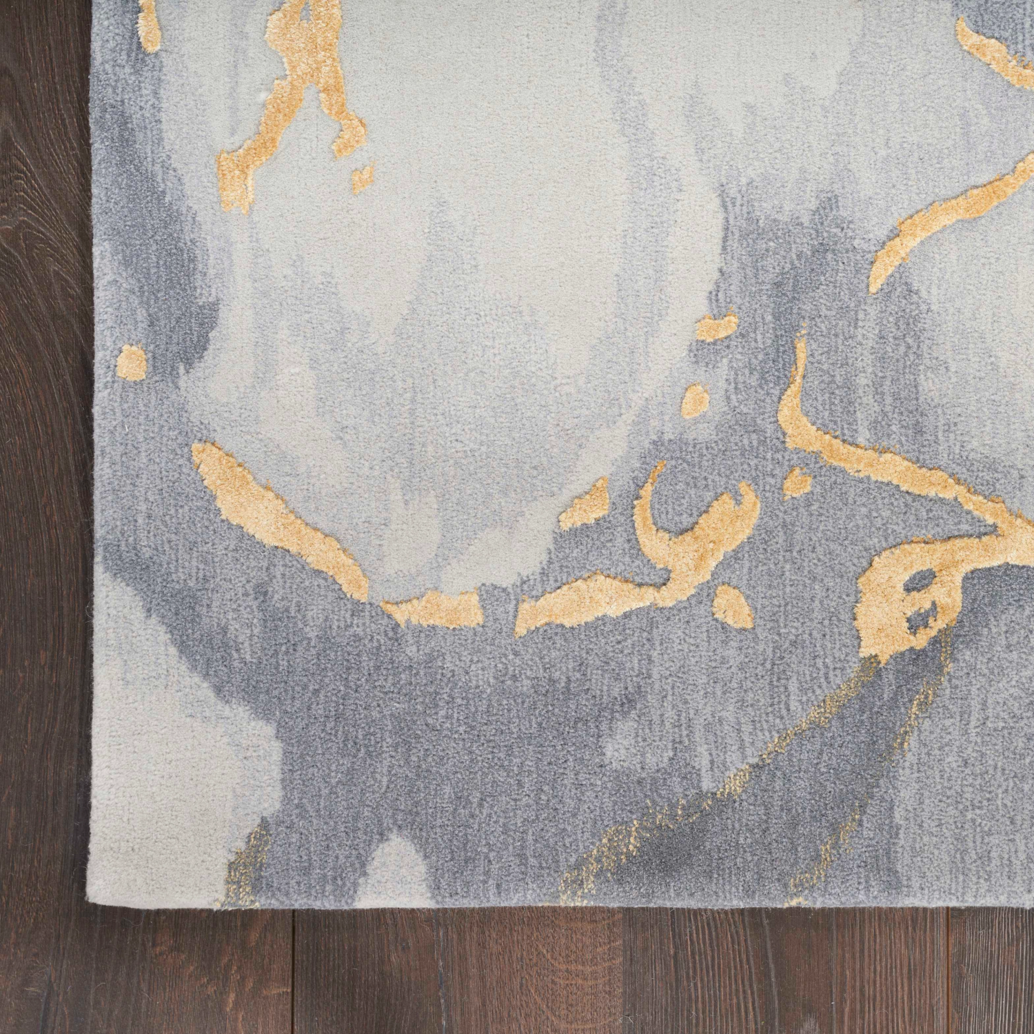 Prism Rug Gold Grey 5 x 7 Close Up of Corner