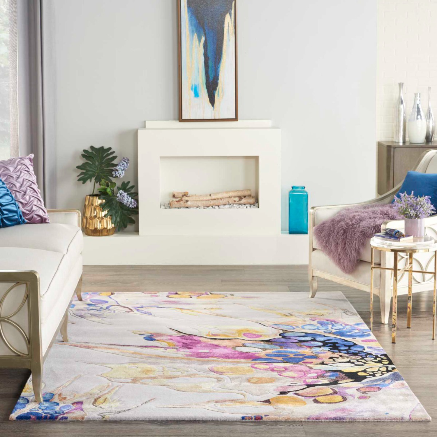 Prism Rug Grey Lilac 5 x 7 Lifestyle Image