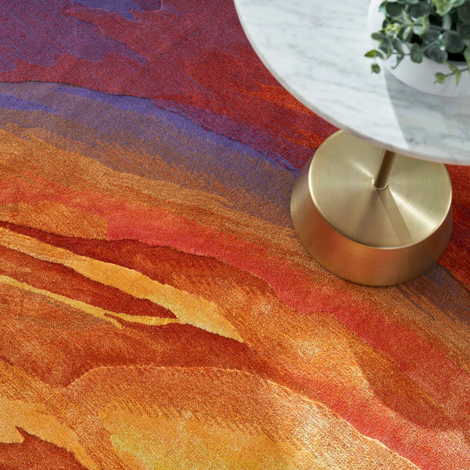 Prism Rug Multi 8 x 10 Close Up of Rug Colors with Accent Table on Top