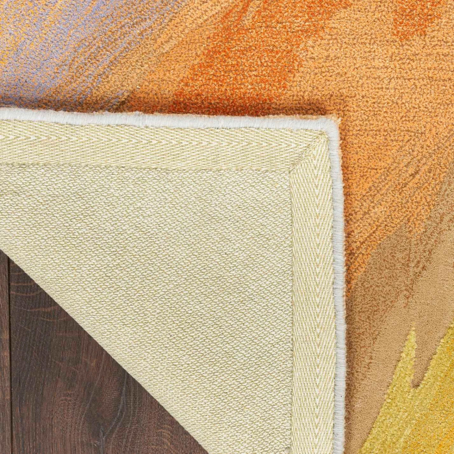 Prism Rug Multi 8 x 10 Close Up of Corner of Rug Backing