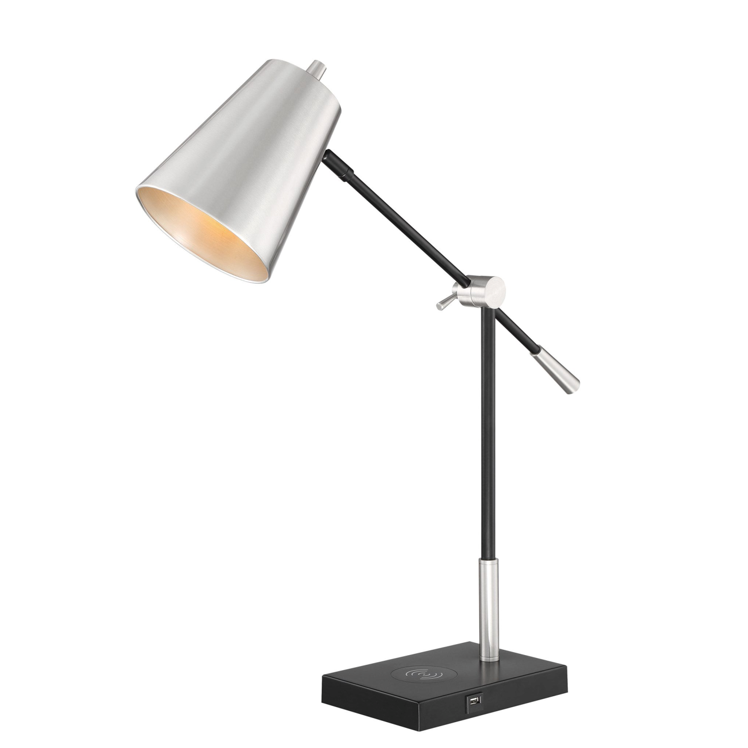 Salma Desk Lamp Color Option Black with Silver Finish Accents