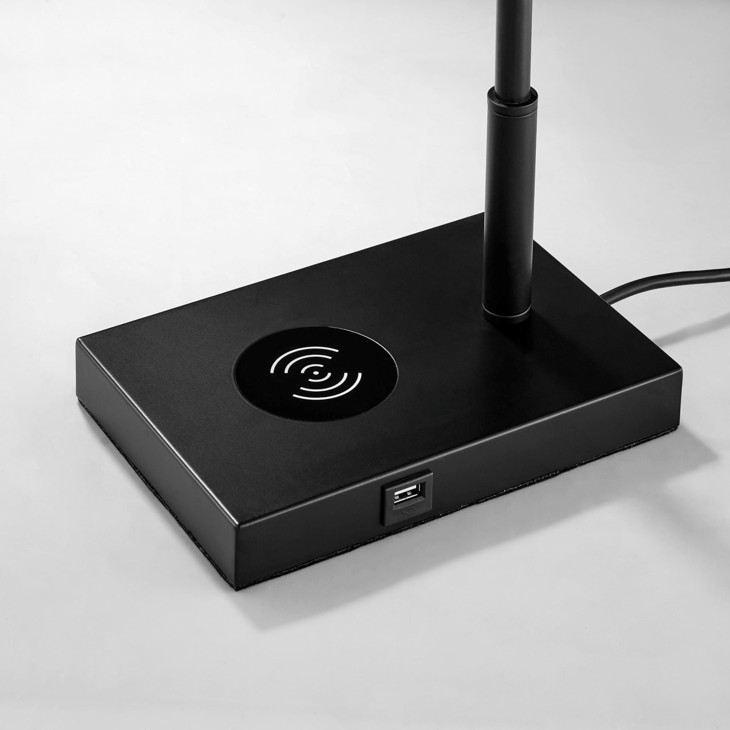 Salma Desk Lamp Close Up of Base with Wireless Charger & USB Port