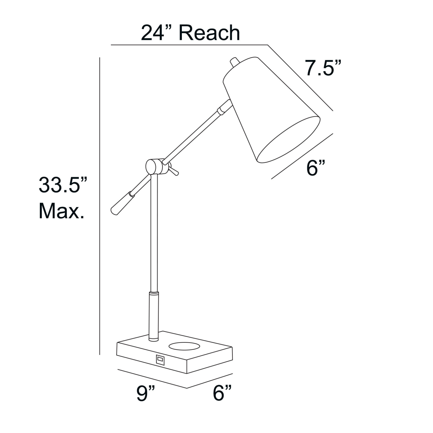 Salma Desk Lamp Measurements