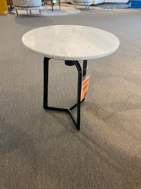 Rand Side Table With Marble Top & black Base