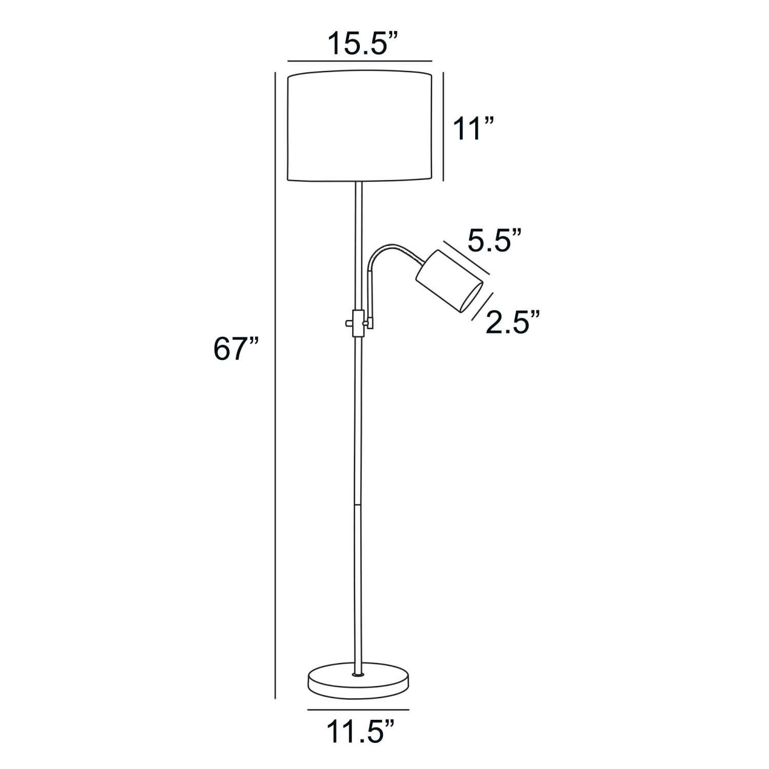 Tayvon Floor Lamp Measurements
