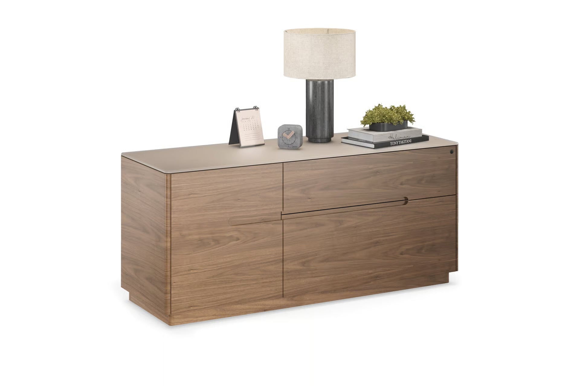Luma multi-function office Cabinet wtih Dune Glass Top
