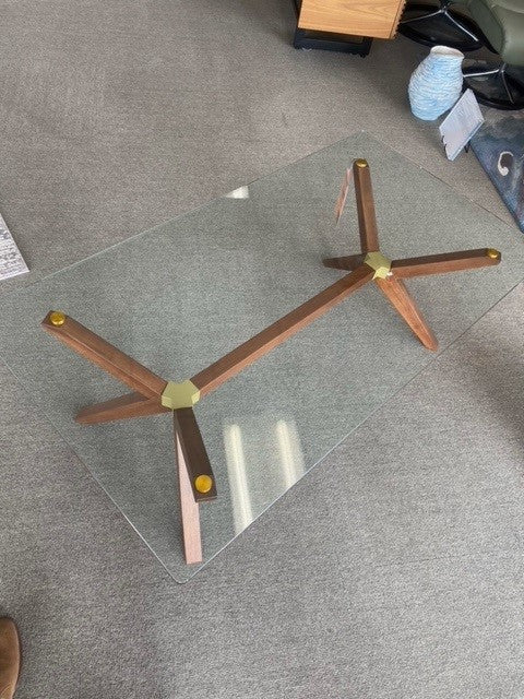 Denali Coffee Table in Acacia with Glass Top