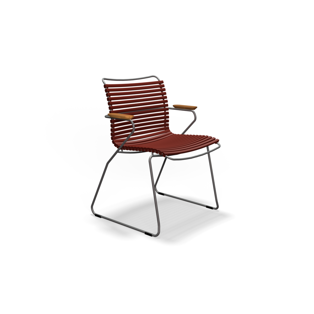 Click Chair with Bamboo Arms in Paprika