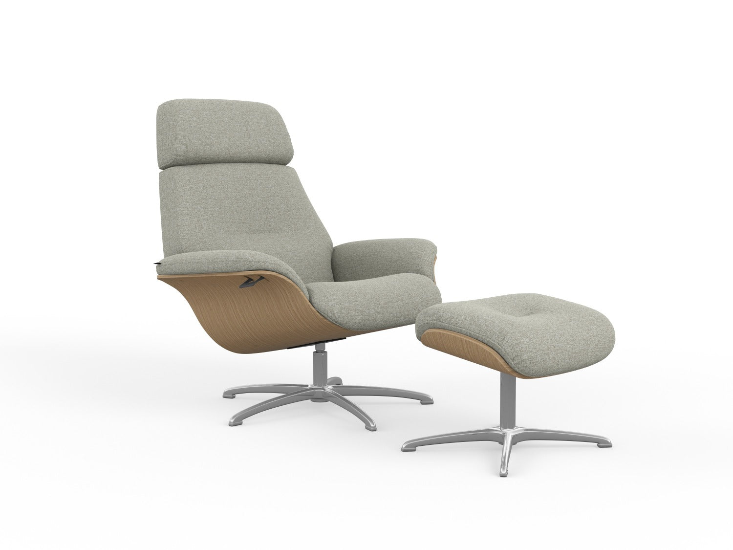 Falcon Chair & Ottoman in grey and whitewash oak (steel frame)