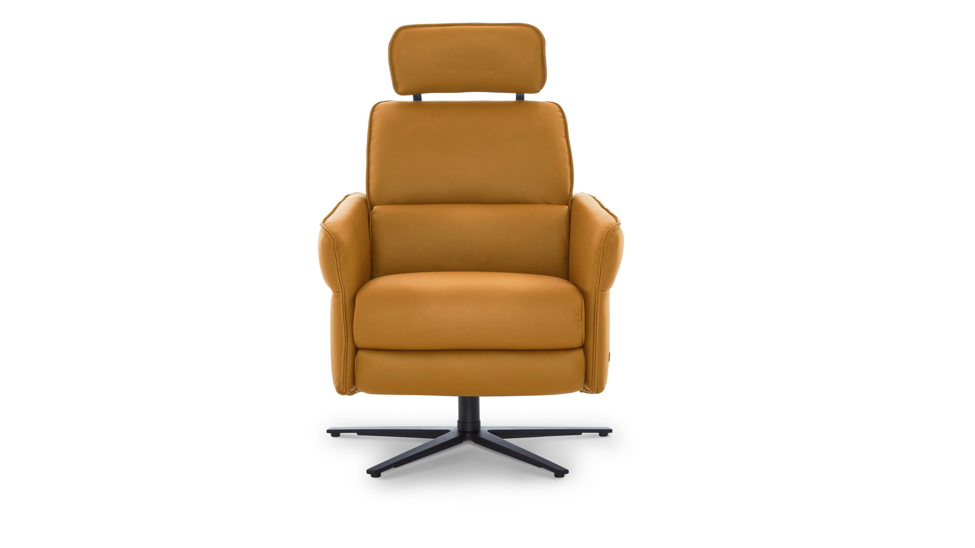 Aura Recliner in Safron Leather & Stainless Base