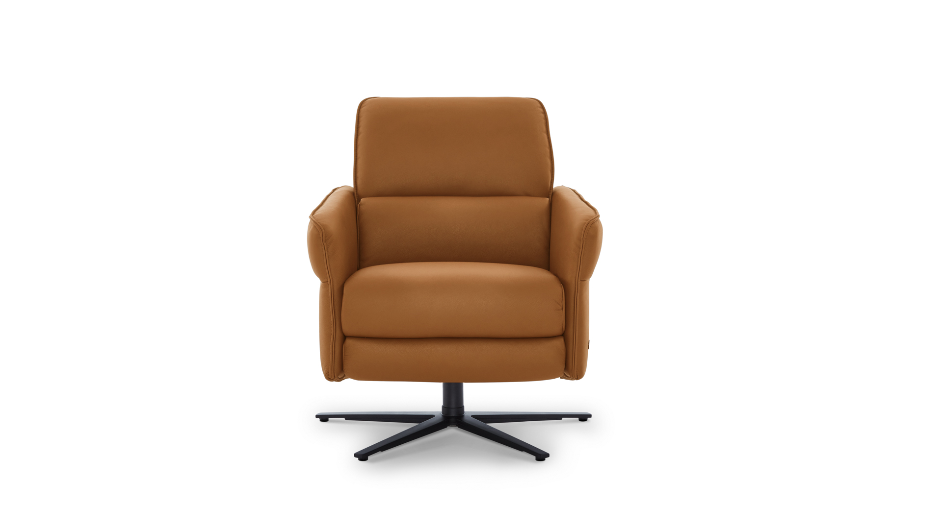 Aura Recliner In Cognac Leather & Anthracite Base