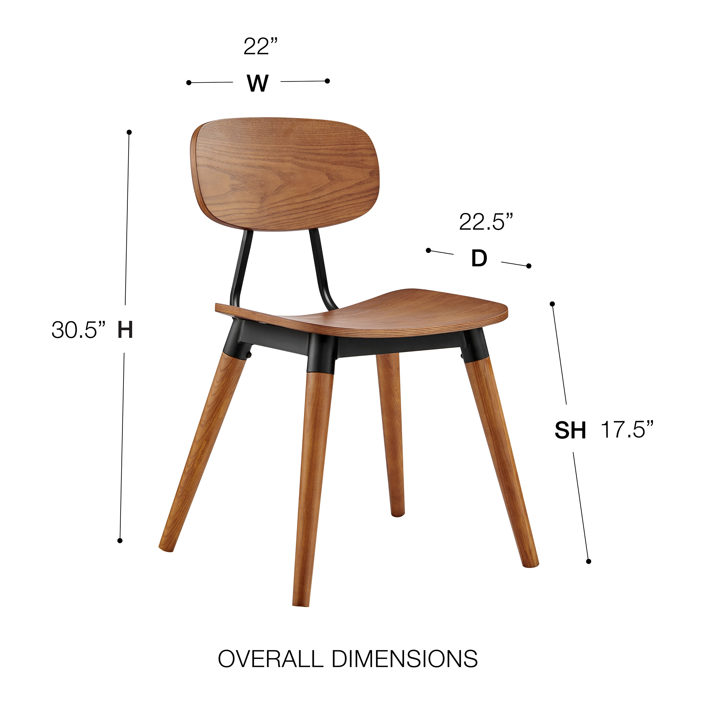 Vega Side Chair in Walnut Stain Wood