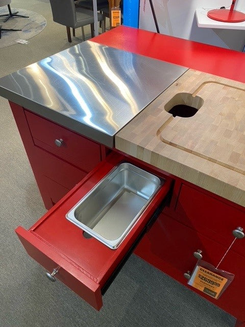 Gourmet multi-function Kitchen Island in Tomato Red