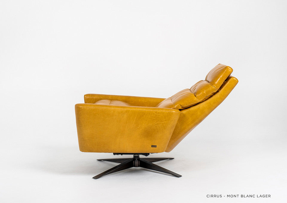 Cirrus Recliner Chair & Ottoman in Handwoven Black upholstery