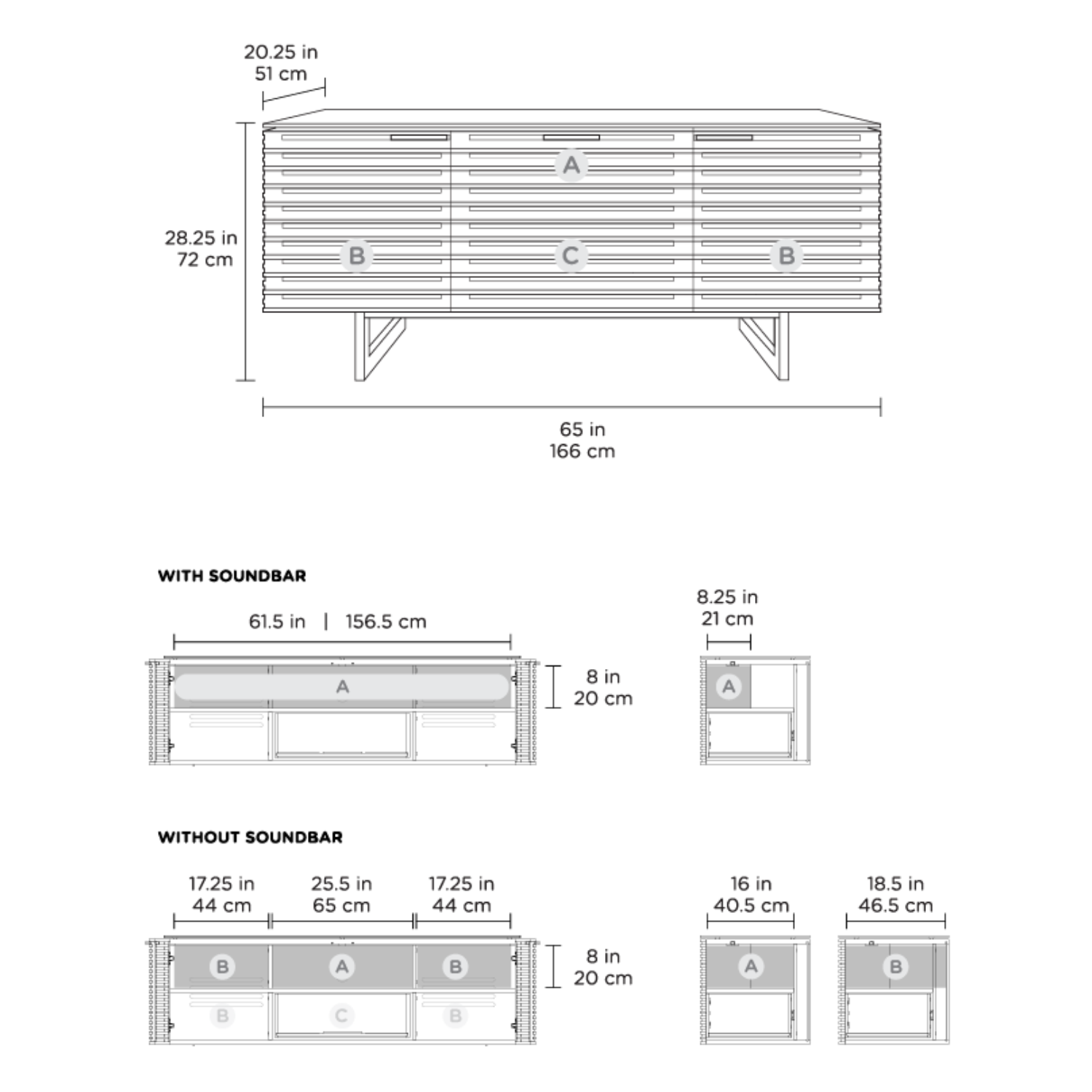 Corridor 3 Door Media Console