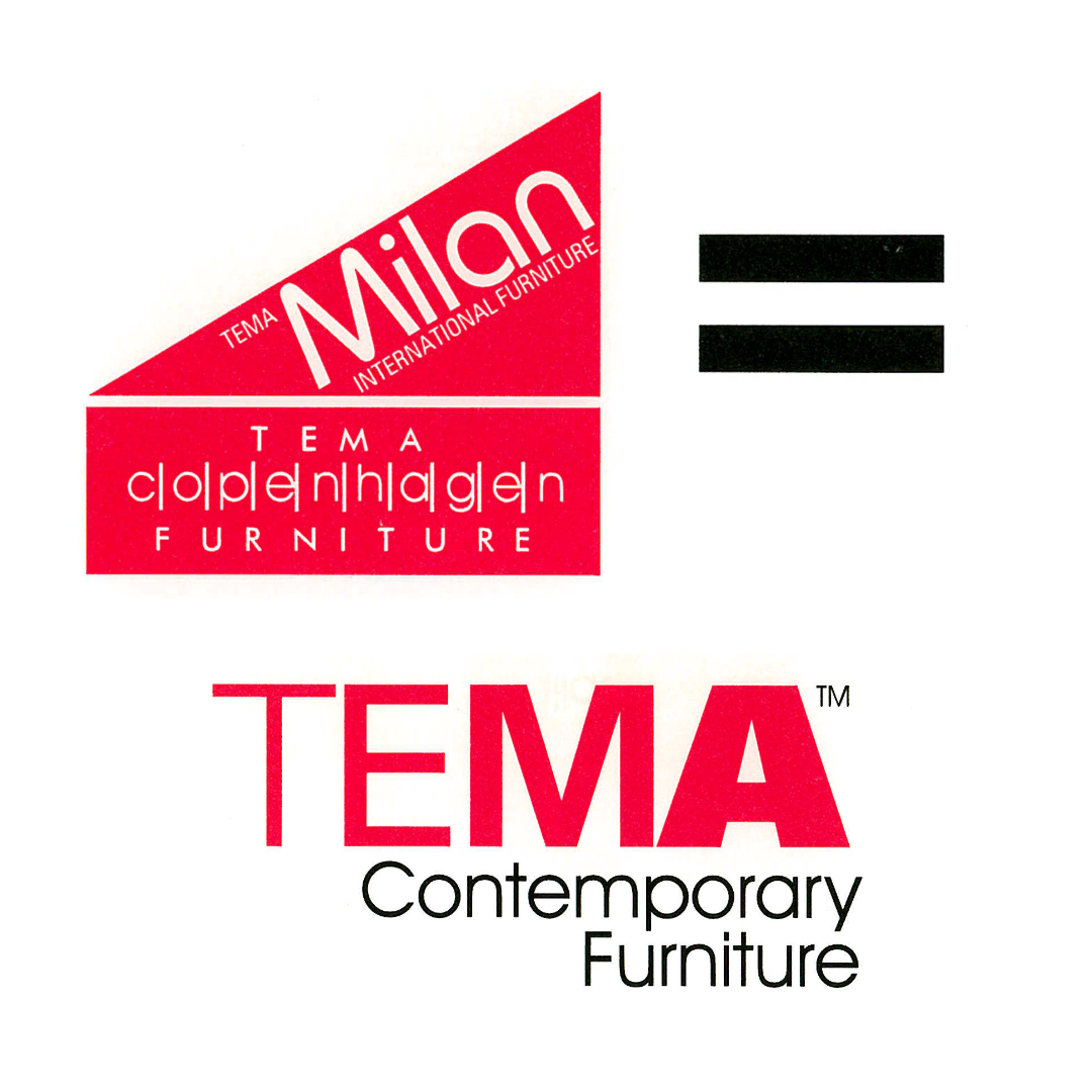 TEMA Milan Logo and TEMA Copenhagen furniture logo Equals TEMA contemporary furniture logo