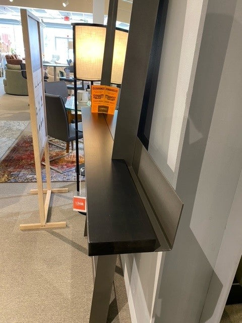 Trica Edge Mirror w Wood Shelf & Metal finish