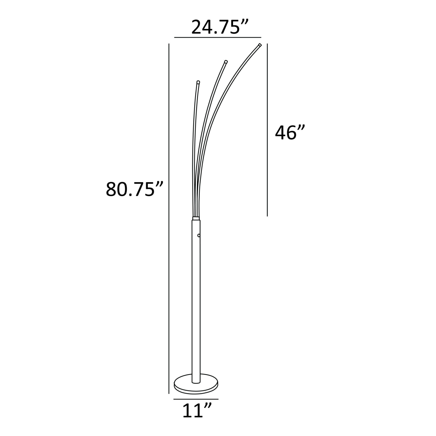 Monita 3-Lite Floor Lamp Measurements