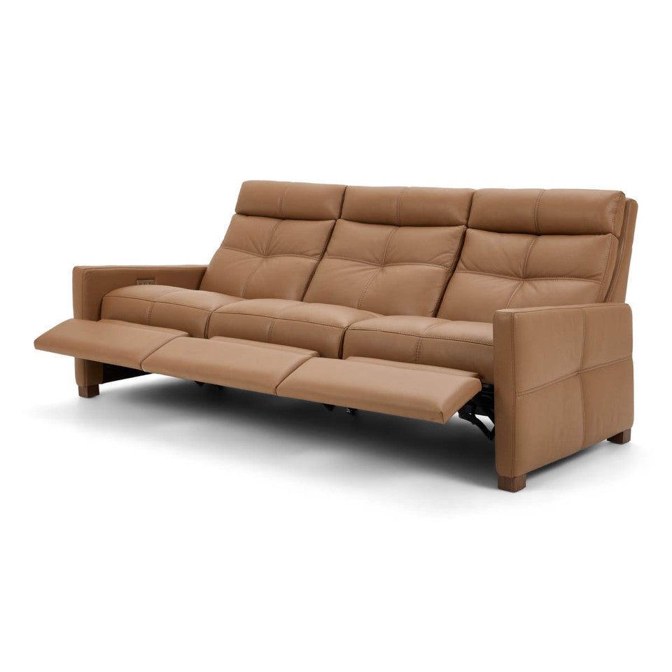 Rainer 3-seater Power Sofa in Leather Titan Spice