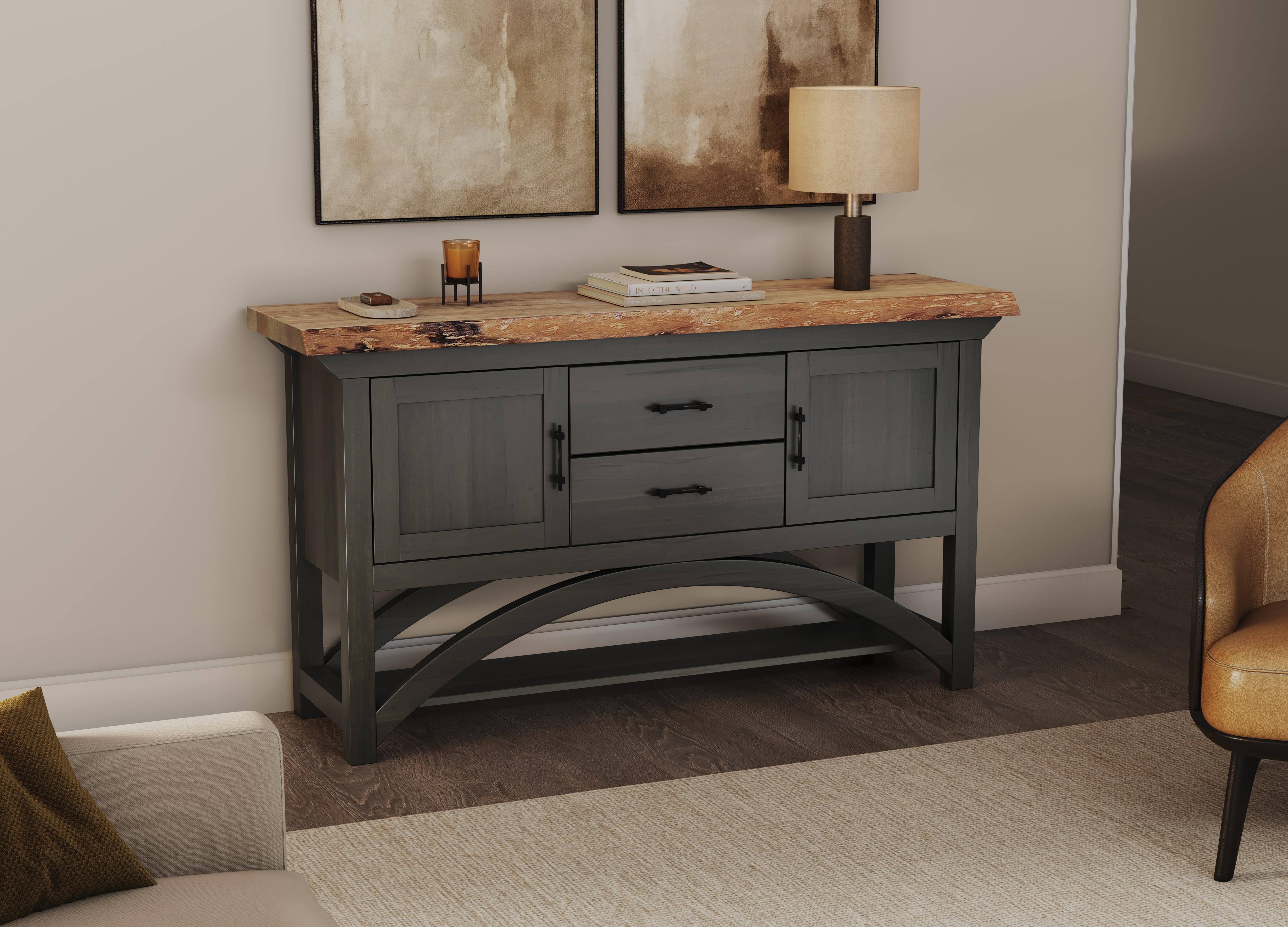 Rialto Live Edge Server in Natural & Onyx