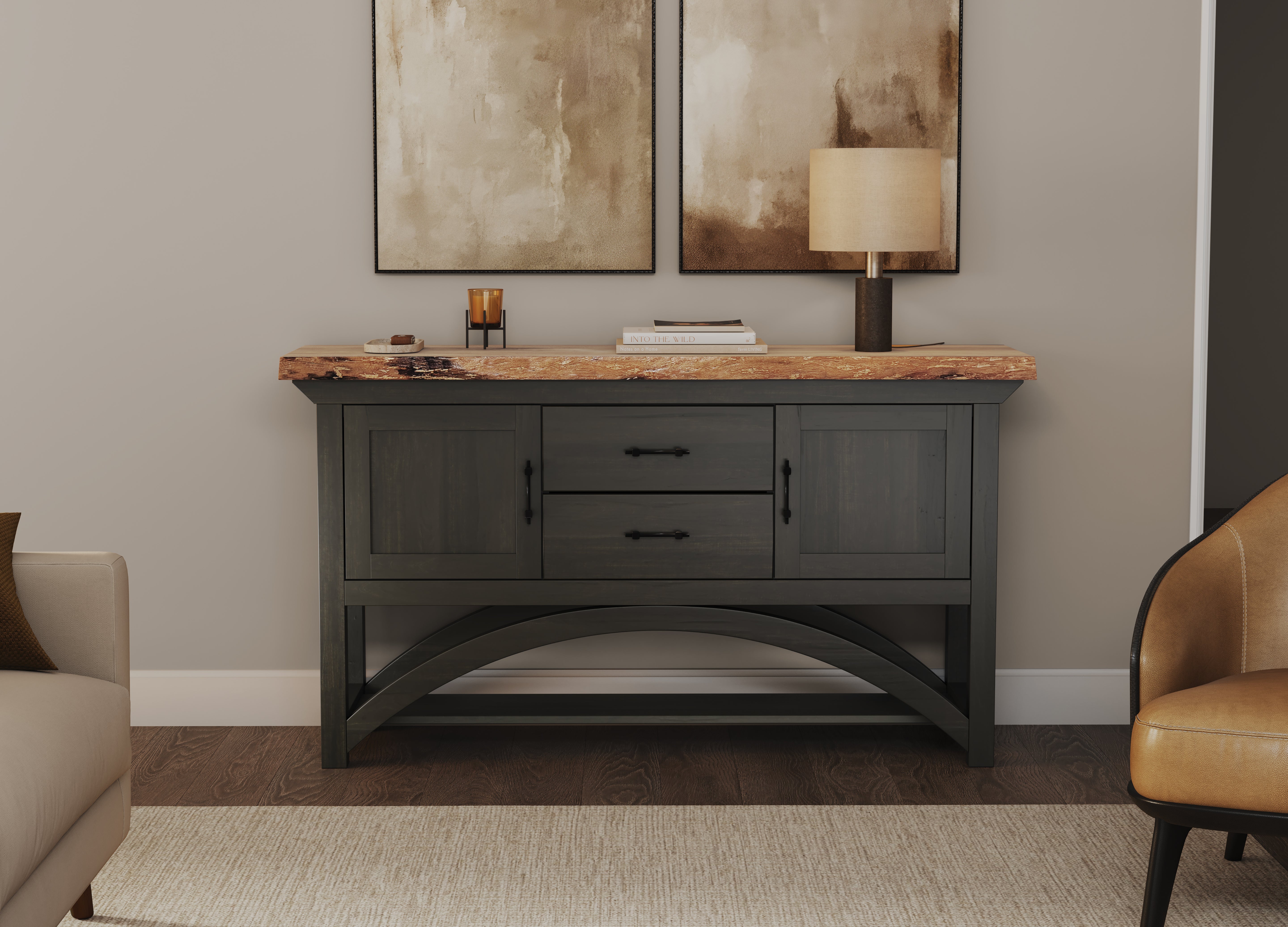 Rialto Live Edge Server in Natural & Onyx