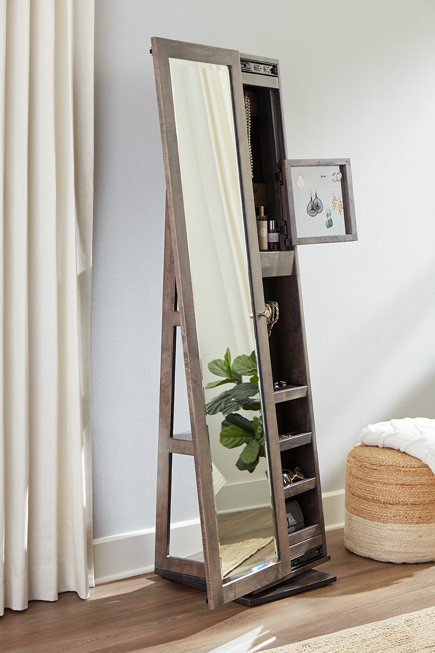 Taylor Standing mirror with shelf & storage