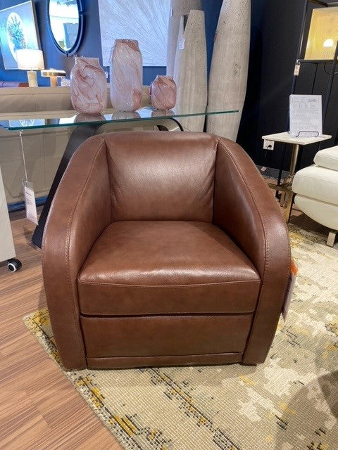 Easy Swivel Chair in Tobacco Leather