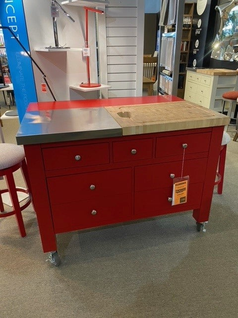 Gourmet multi-function Kitchen Island in Tomato Red