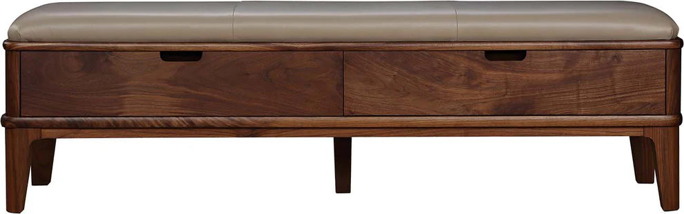 Walnut Grove Upholstered Bench in Dove leather